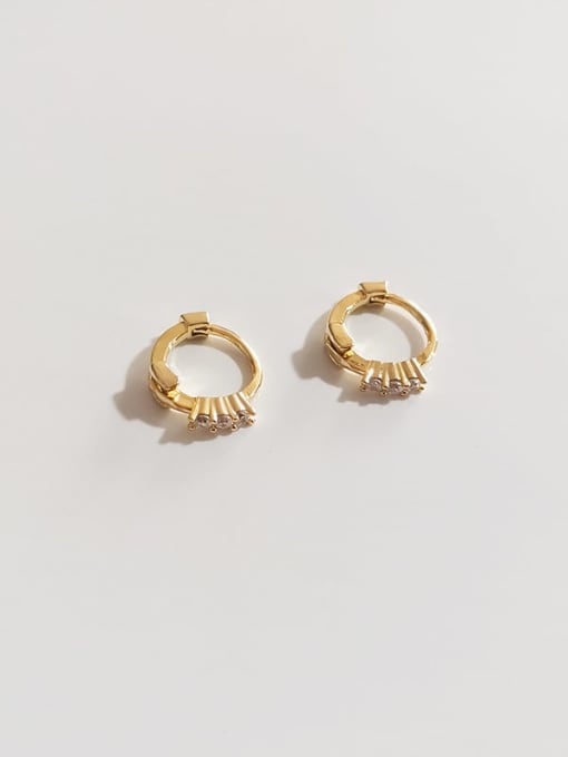 Three diamond gold Copper Cubic Zirconia Cross Cute Huggie Trend Korean Fashion Earring