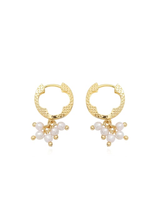 HYACINTH Copper Imitation Pearl Geometric Minimalist Huggie Trend Korean Fashion Earring 0