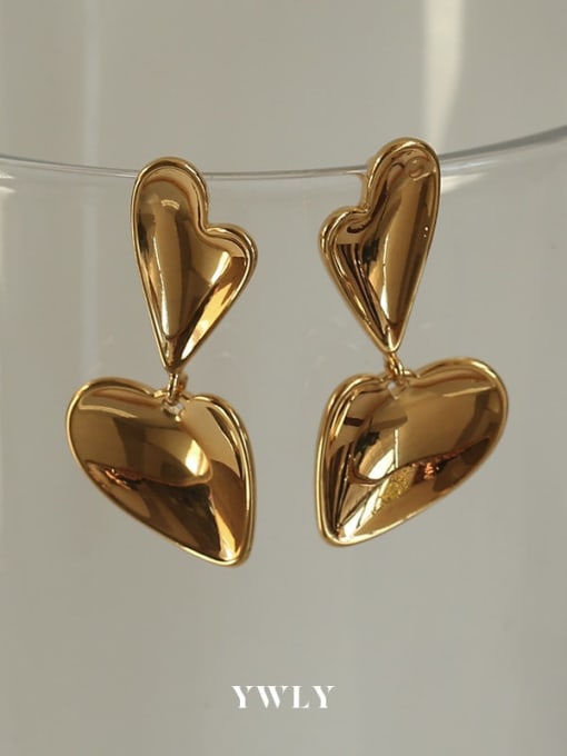 Five Color Brass Smooth Heart Vintage Drop Earring 2