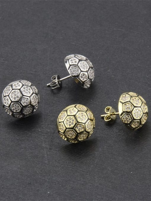 renchi Brass  Ball Cubic Zirconia  Minimalist Stud Earring 0