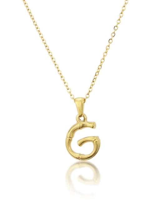 G Titanium Rhinestone minimalist letter Pendant Necklace