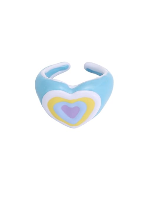 Sky blue (shipment needs to wait) Alloy Enamel Heart Trend Band Ring
