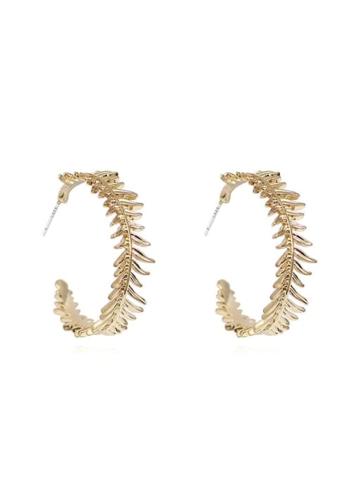 HYACINTH Copper aesthetic C shaped fishbone Trend Korean Fashion Earrings 0