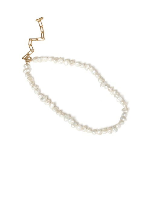 Neck chain Brass Freshwater Pearl Irregular Minimalist Necklace