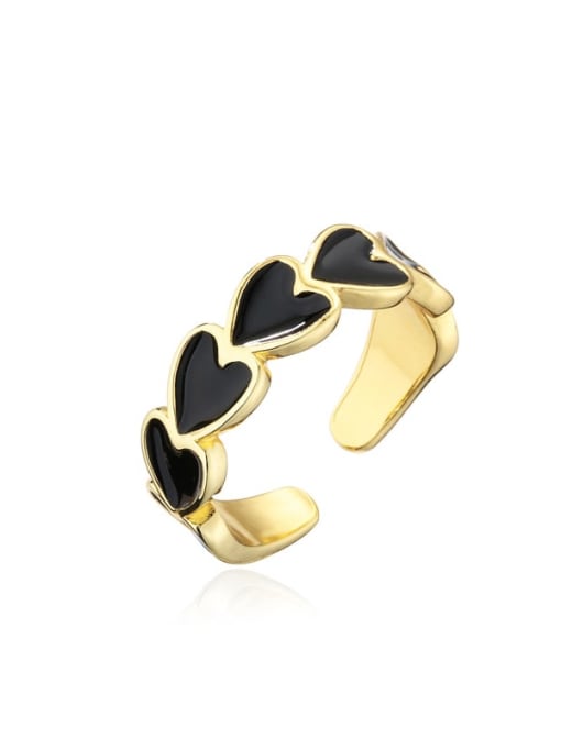 11146 Brass Enamel Heart Minimalist Band Ring