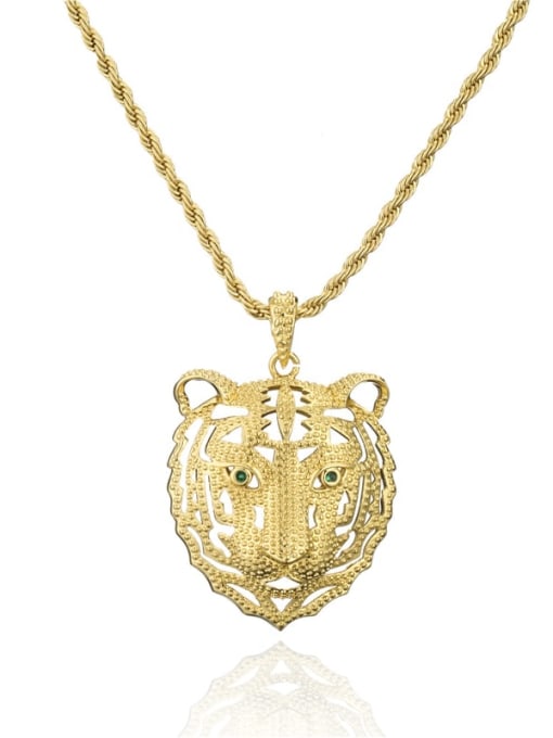 AOG Brass Cubic Zirconia Vintage Tiger Head  Pendant Necklace 0