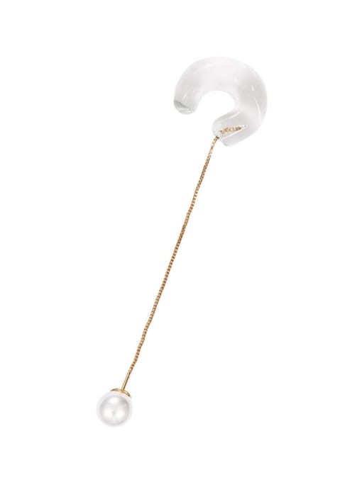 Transparent white ear line sold alone Hand  Glass Multi Color C Shape Minimalist Single Earring