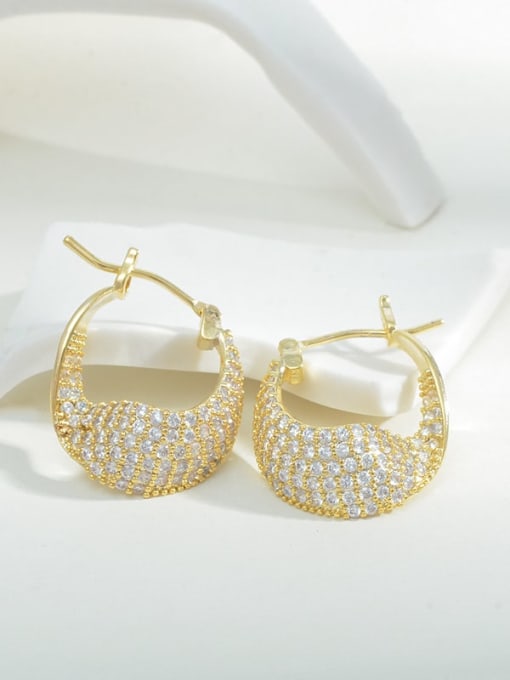 Gold E932 Brass Cubic Zirconia Geometric Dainty Stud Earring