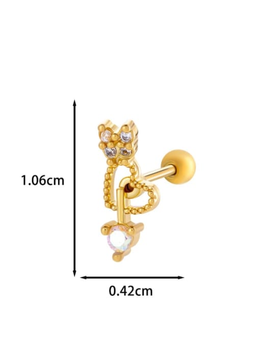 6 Golden Yellow Stainless steel Cubic Zirconia Heart Trend Single Earring