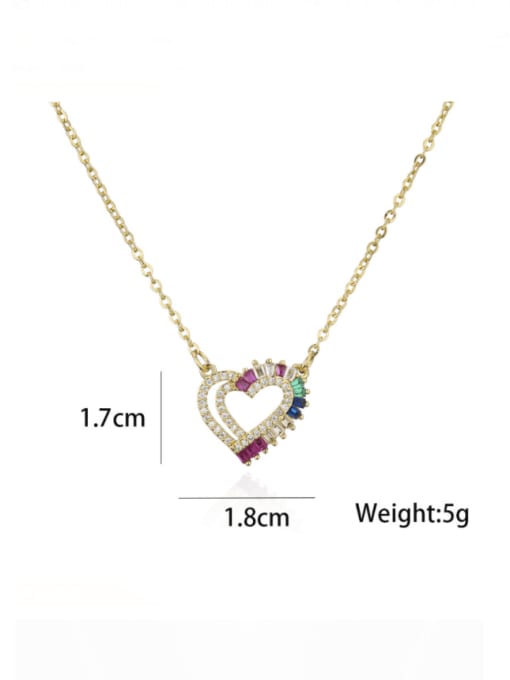 AOG Brass Cubic Zirconia  Trend Hollow Heart Pendant Necklace 2