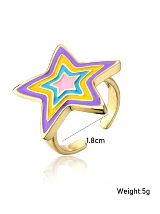 AOG Brass Enamel Five-pointed star Trend Band Ring 2