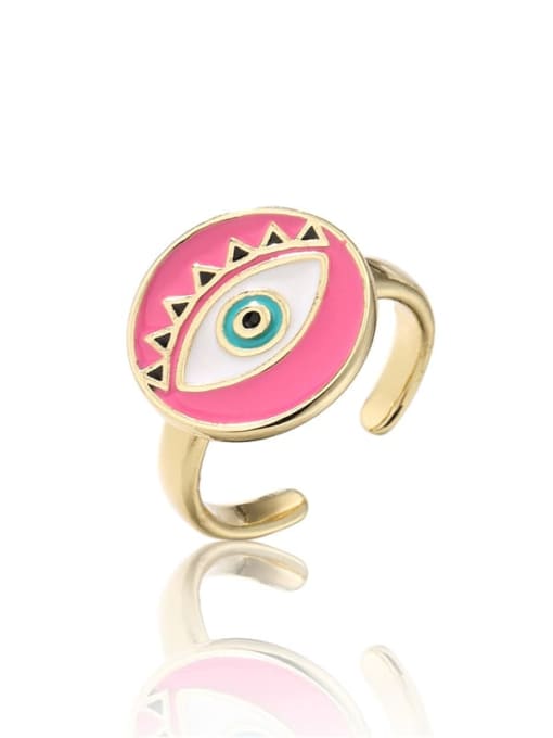 10981 Brass Enamel Evil Eye Minimalist Band Ring