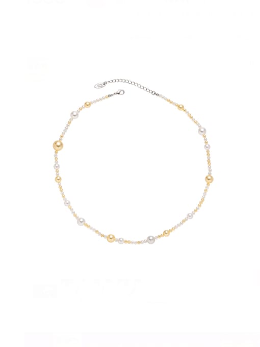 necklace Brass Imitation Pearl Irregular Minimalist Beaded Necklace