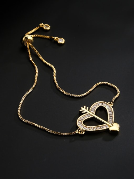 AOG Brass Cubic Zirconia Heart Vintage Adjustable Bracelet 3