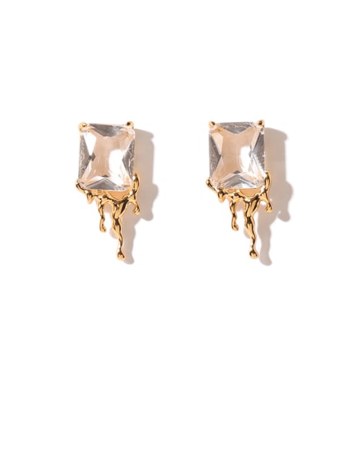 Ear Studs Brass Cubic Zirconia Geometric Vintage Stud Earring