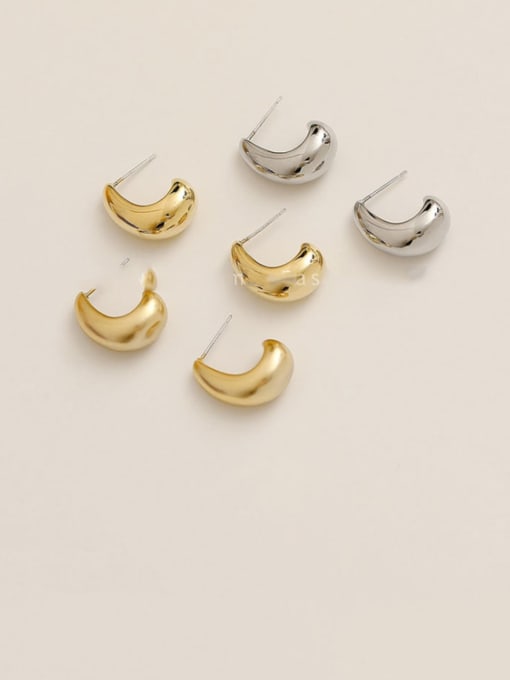 HYACINTH Brass Smooth Geometric Minimalist Stud Trend Korean Fashion Earring
