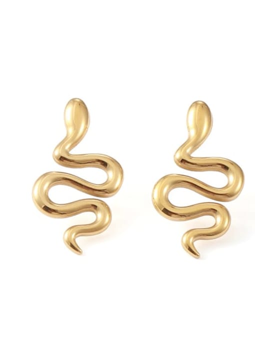 golden Titanium Steel Snake Minimalist Stud Earring