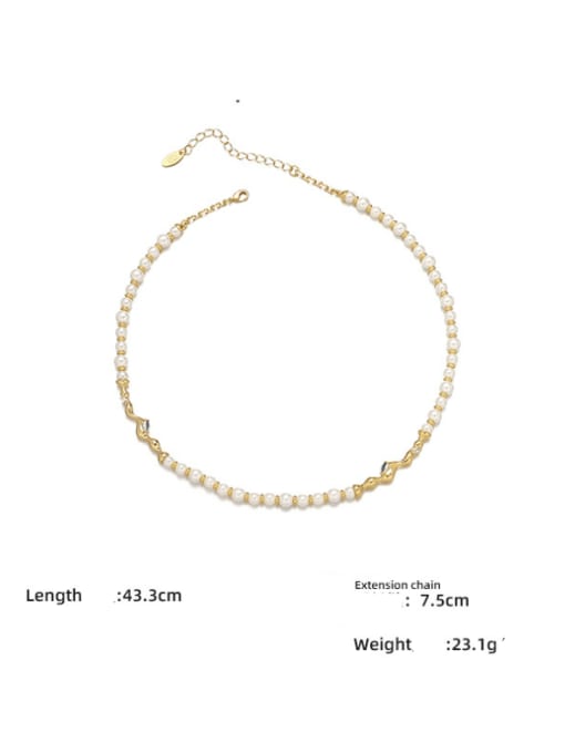 ACCA Brass Freshwater Pearl Irregular Minimalist Necklace 4