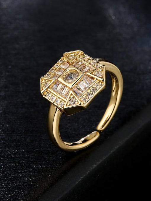 AOG Brass Cubic Zirconia Square Vintage Band Ring 2