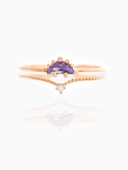 Purple Rose Gold Brass Cubic Zirconia Multi Color Dragon Cute Band Ring