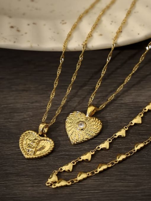 ACCA Brass Cubic Zirconia Heart Vintage Necklace 2