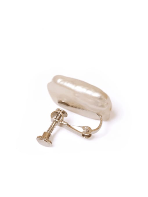 Ear clip Brass Freshwater Pearl Geometric Minimalist Stud Earring