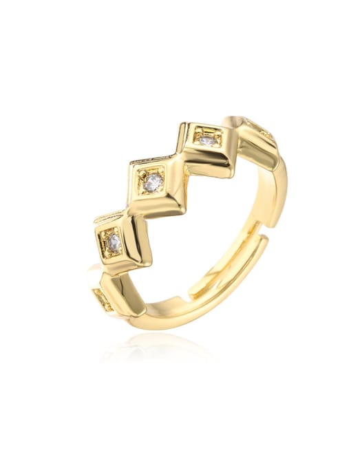 11574 Brass Cubic Zirconia Irregular Vintage Stackable Ring
