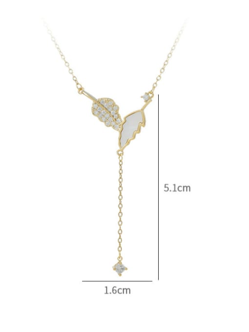 YOUH Brass Cubic Zirconia Leaf Minimalist Necklace 4