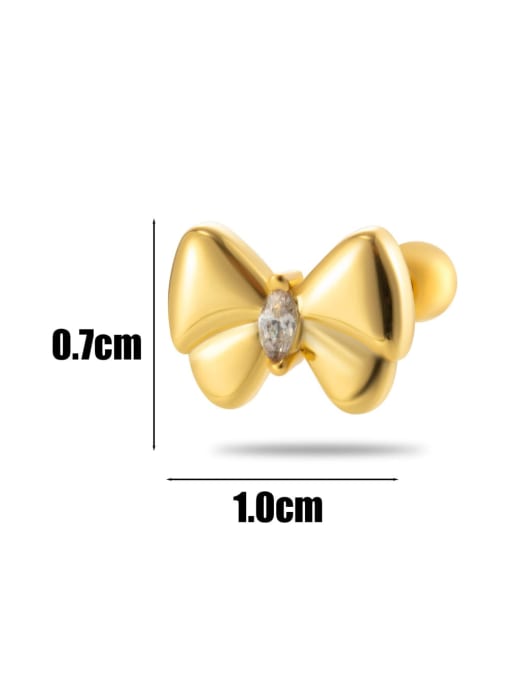 6# Gold-- Single Brass Cubic Zirconia Bowknot Tassel Trend Single Earring