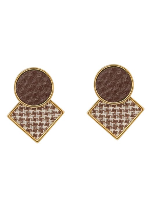 14k Gold Brass Enamel Geometric Vintage Drop Trend Korean Fashion Earring