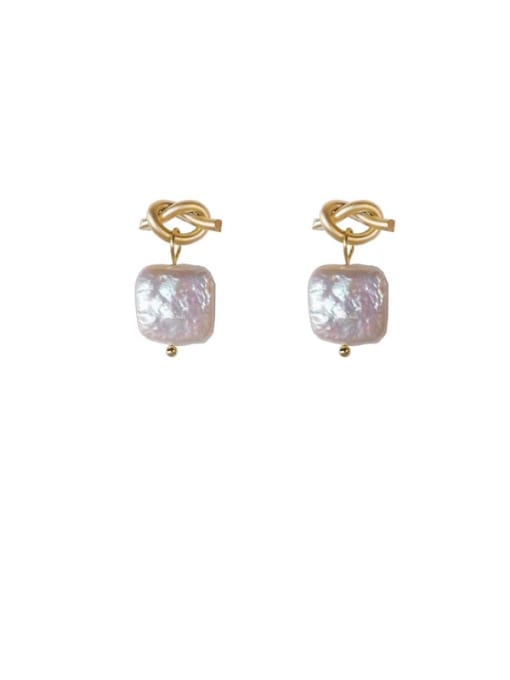 HYACINTH Copper Alien Imitation Pearl Geometric Tie Minimalist Drop Trend Korean Fashion Earring 4