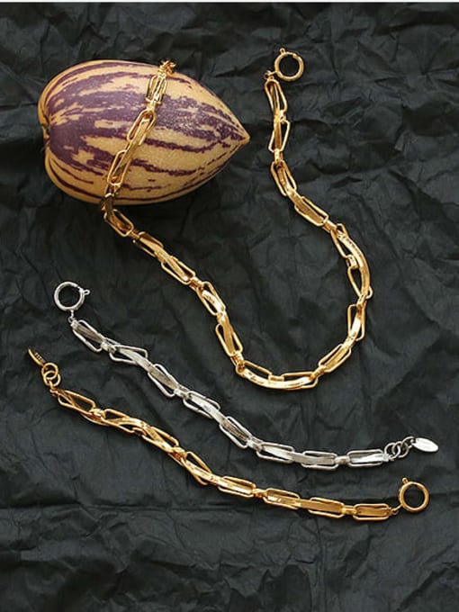 ACCA Brass Geometric Minimalist Hollow  Chain Necklace 0