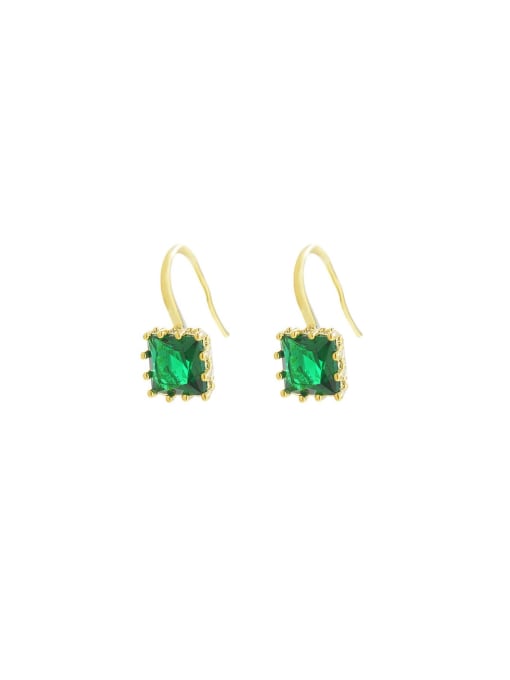YOUH Brass Cubic Zirconia Green Geometric Dainty Stud Earring 0