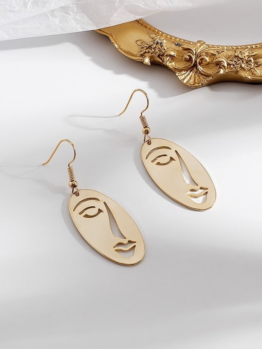 HYACINTH Copper Ethnic Minimalist face abstract Hook Trend Korean Fashion Earring 1