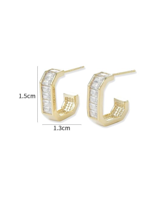 YOUH Brass Cubic Zirconia Geometric Dainty Stud Earring 2