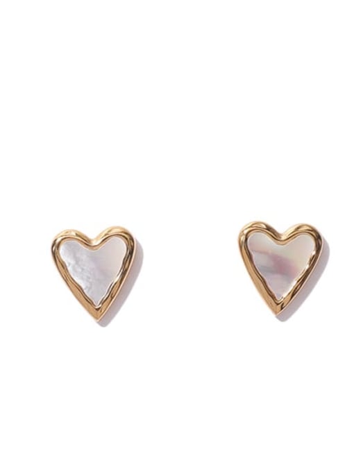 White Shell Earrings Stainless steel Shell Heart Minimalist Stud Earring