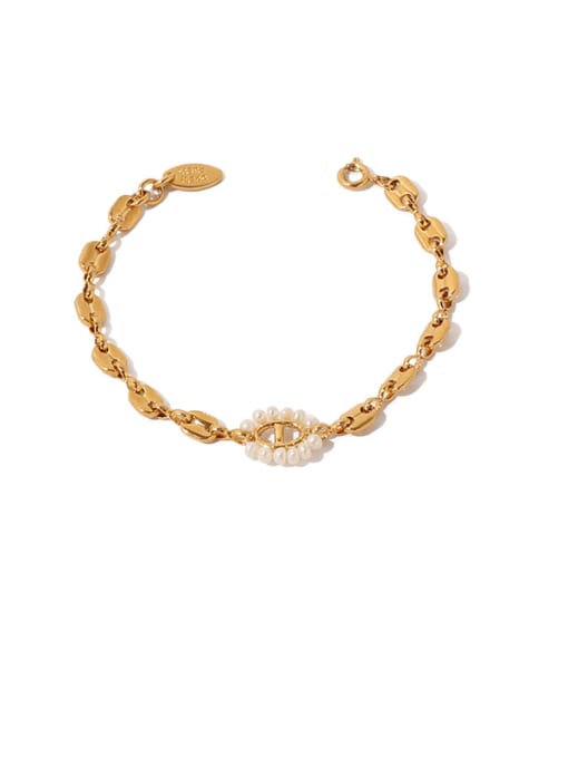 Bracelet Brass Freshwater Pearl Geometric Vintage Necklace