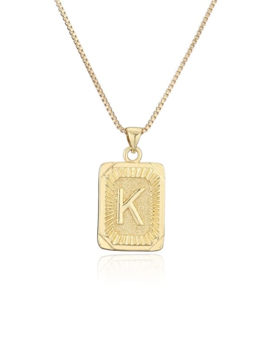 K Brass Letter Hip Hop Geometry Pendant Necklace