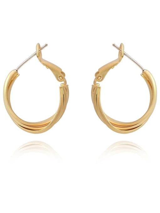 Dumb gold Copper Hollow Round Minimalist Hoop Trend Korean Fashion Earring
