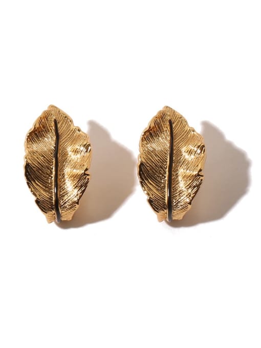 Five Color Brass Tree  Leaf Vintage Stud Earring