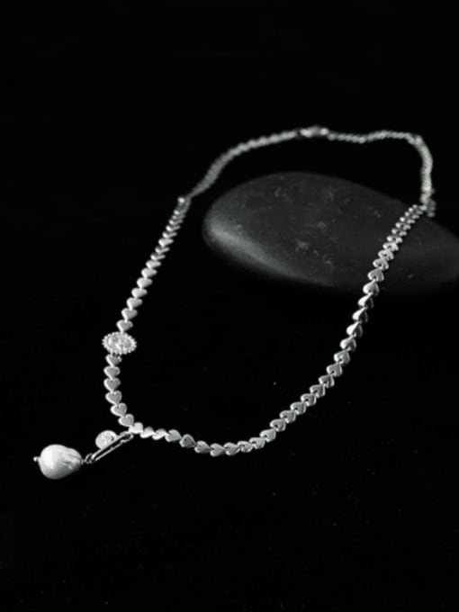 TINGS Brass Imitation Pearl Geometric Vintage Tassel Necklace 1