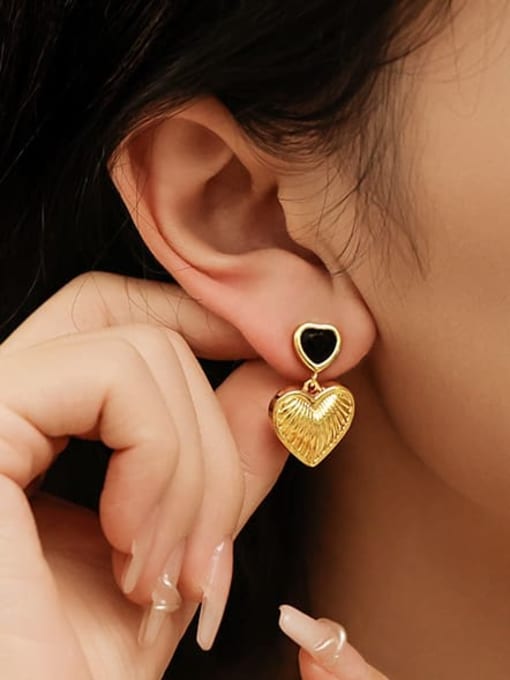 Five Color Brass Heart Vintage Drop Earring 1