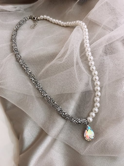 White Alloy Imitation Pearl White Trend Necklace