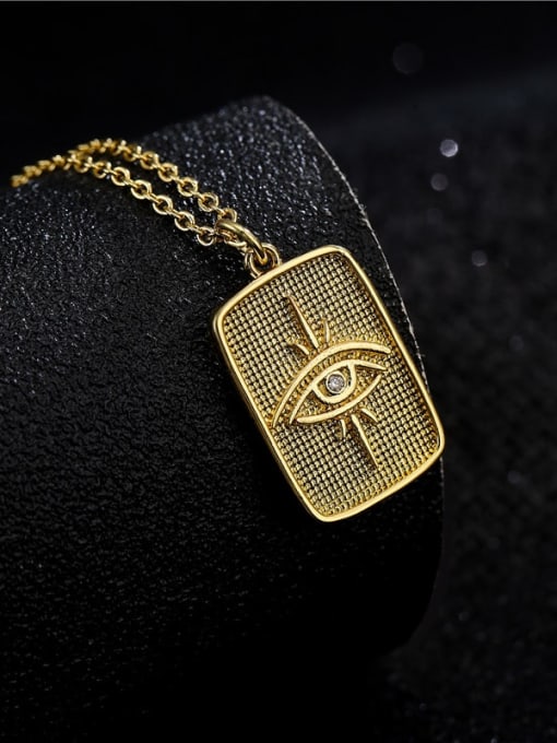 AOG Brass Evil Eye Vintage Geometric Pendant Necklace 2