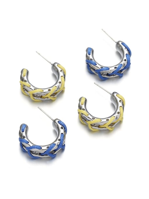 TINGS Brass Geometric Minimalist Weave C Shape Stud Earring 3