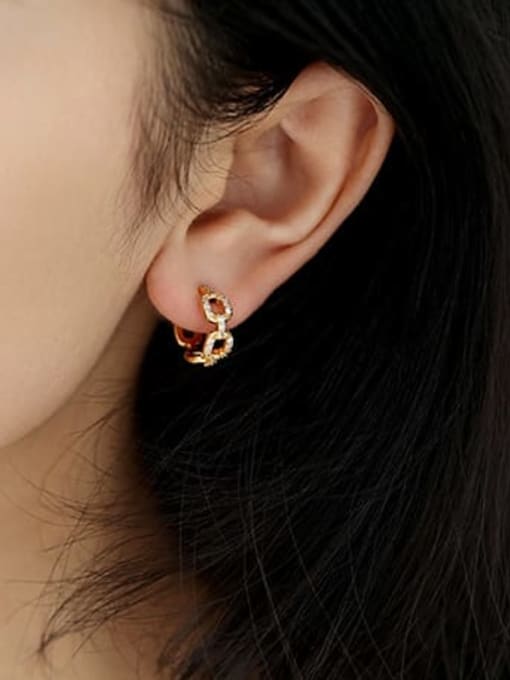 ACCA Brass Cubic Zirconia Geometric Minimalist Stud Earring 1