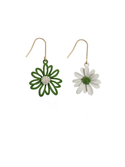 HYACINTH Copper Resin Asymmetric daisy Flower Cute Hook Trend Korean Fashion Earring 0