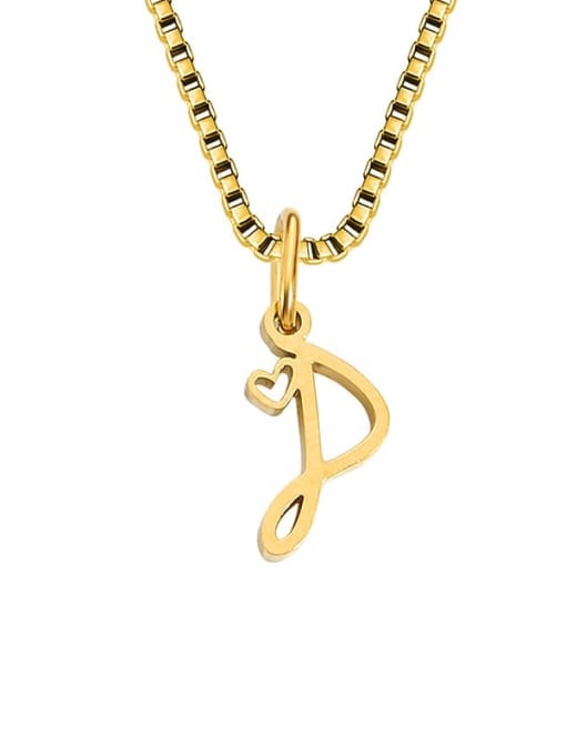P Gold Stainless steel Letter Minimalist Necklace