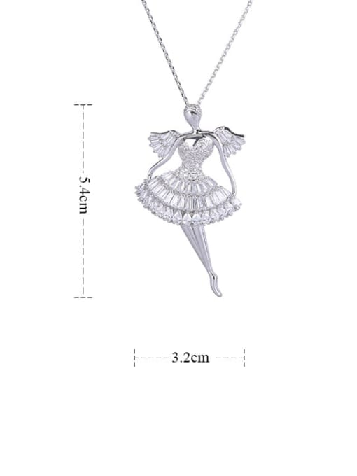 YILLIN Brass Cubic Zirconia  Minimalist Angel  Pendant Necklace 2