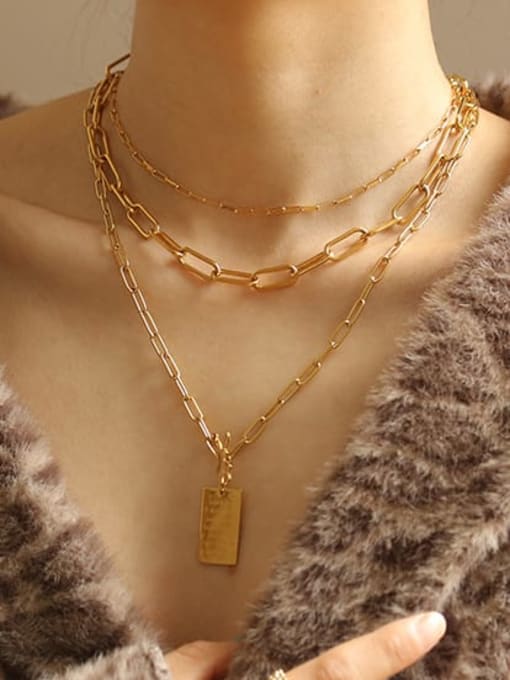 ACCA Brass Hollow Geometric chain Vintage Necklace 1
